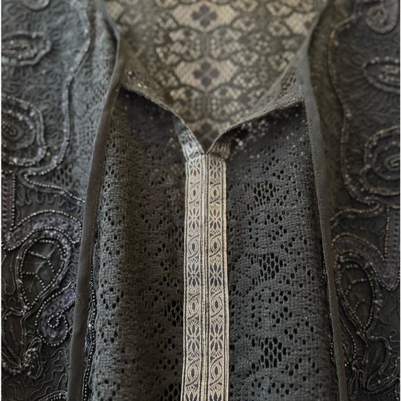 Free People Sheer Blouse with Crochet and beaded details size Large - Picture 12 of 17